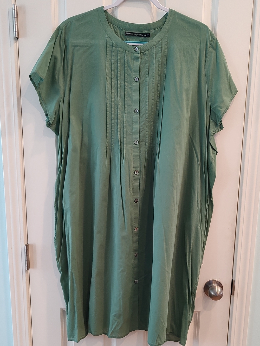 Gudrun Sjoden Sage Green Button-Front Midi Dress